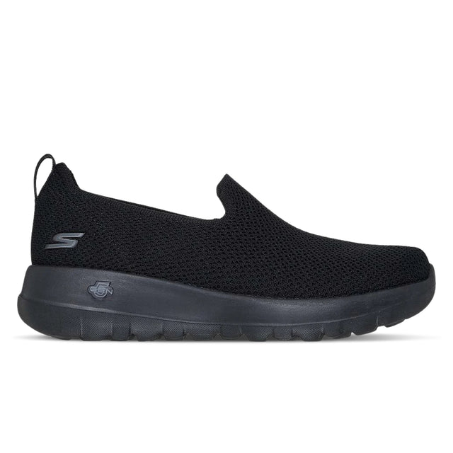 Black slip-on sneaker with brand logo on a white background