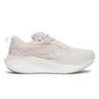 A pair of Saucony Triumph 22 running shoes for women in pink color with a white sole.