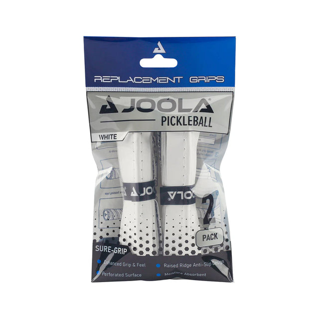 Pack of Joola pickleball replacement grips with blue and white packaging.
