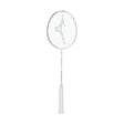 A MIZUNO BR FIORIA LITE badminton racket with a white grip, lavender frame, and white strings, featuring the Mizuno brand logo.