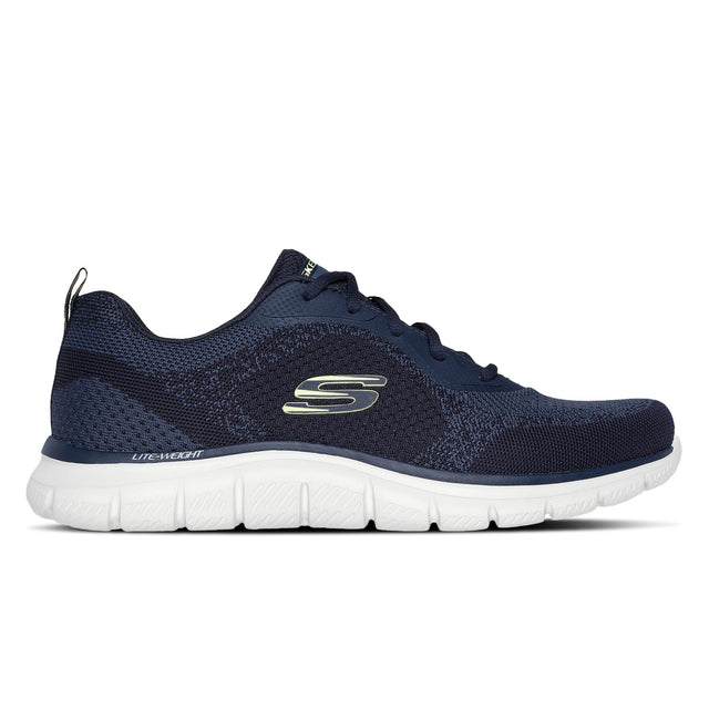 A pair of navy Skechers Track - Glendor running shoes with a white sole.