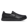Sketchers black slip-on shoe on a white background