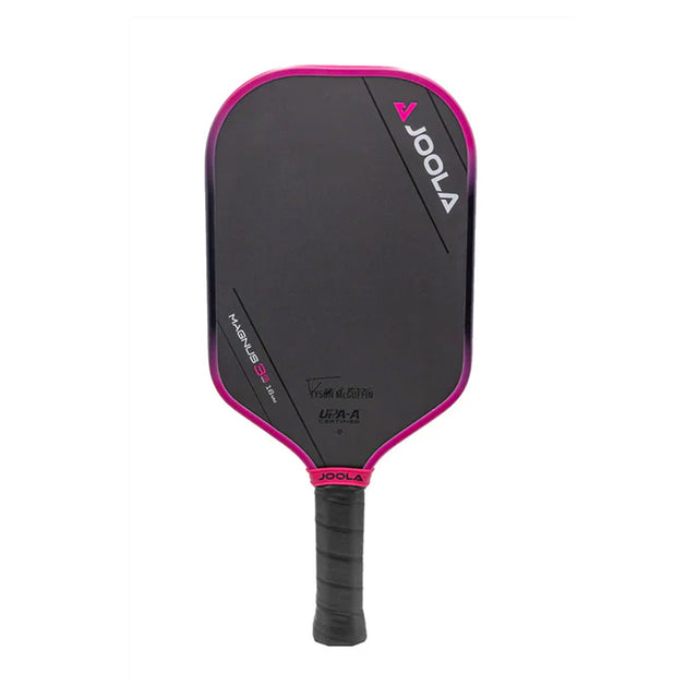 Black and pink pickleball paddle with JOOLA branding on a white background