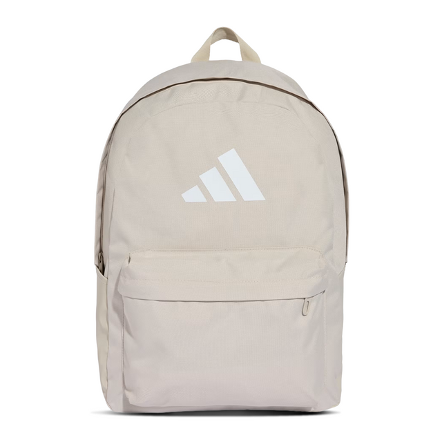 Beige backpack with Adidas logo on a white background