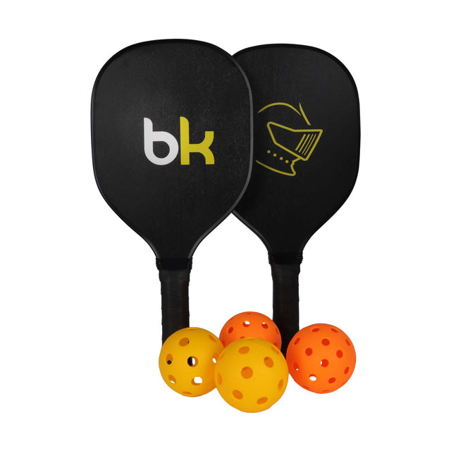 Black Knight Bk Ebony Wooden Pickle Ball Paddle Set - 2 Paddles 4 Balls