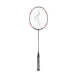 A black and silver Mizuno Powerblade 591 badminton racket with red accents, displayed against a white background.