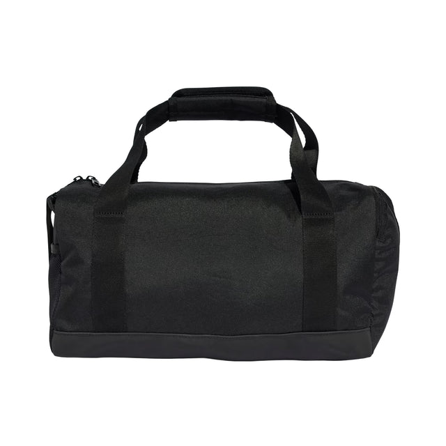 Black duffel bag on a white background