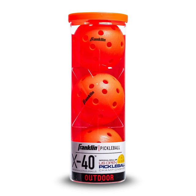 Tube of Franklin Pickleball balls on a white background