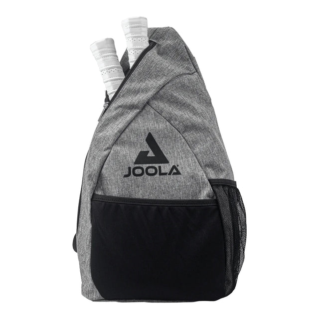 Gray and black backpack with Joola logo on a white background