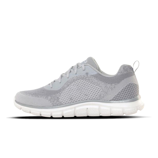 Gray athletic shoe on a white background