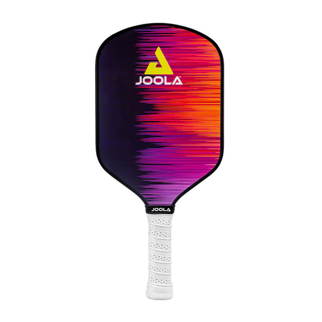 Colorful pickleball paddle with Joola branding on a white background