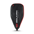 Black and red Selkirk Sport racket cover on a white background