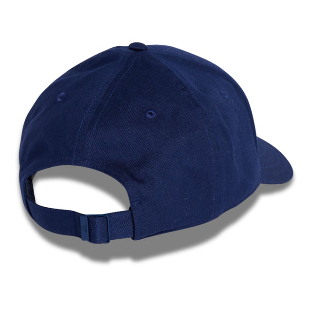 Navy blue baseball cap on a white background