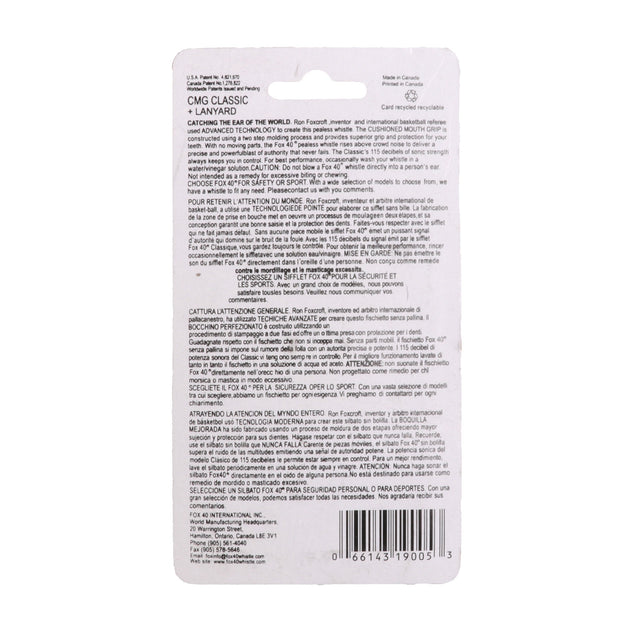 Questor Fox 40 Cmg Whistle W/Lanyard