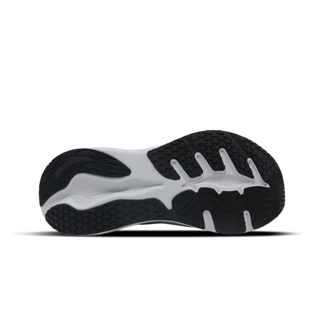 Black and white athletic shoe sole on a white background