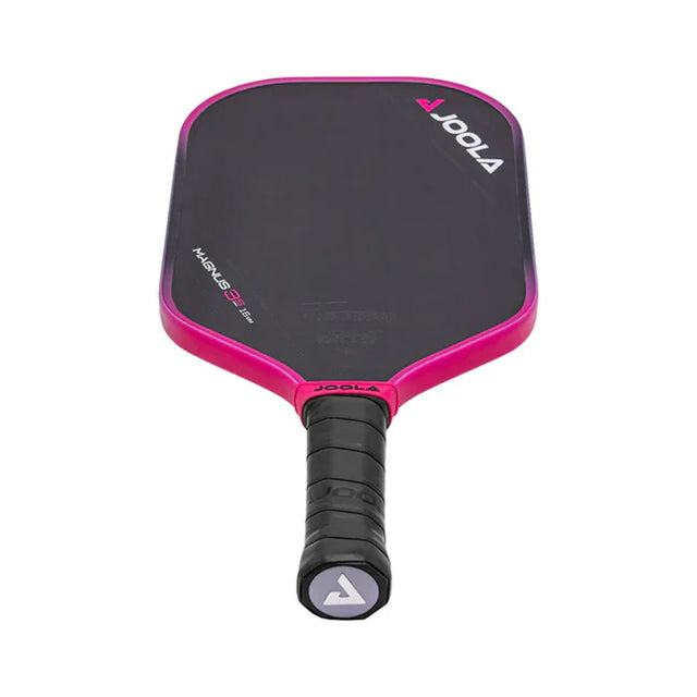 Black and pink pickleball paddle with Joola branding on a white background
