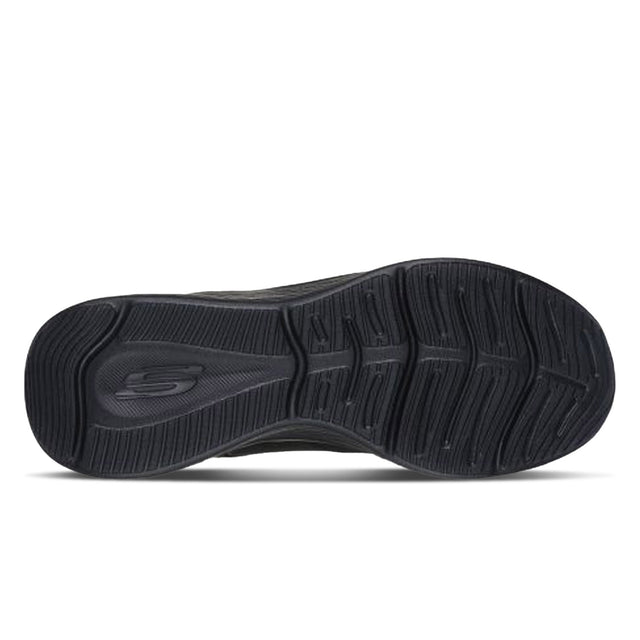 Black shoe sole with brand logo on a white background