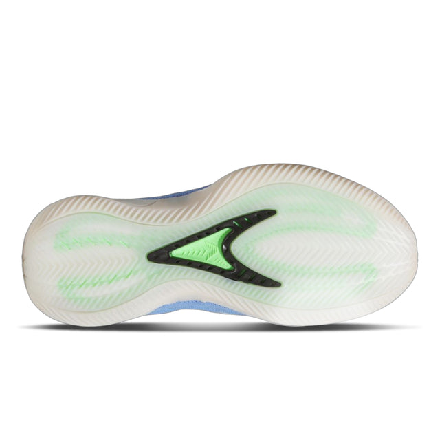 Sneaker with a distinctive logo on a white background