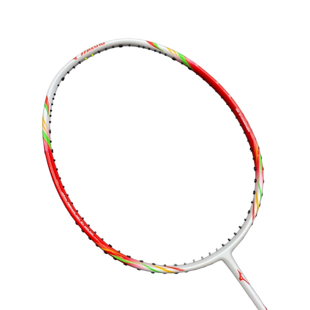 Mizuno Turboblade 587 Badminton racket with a colorful design on a white background