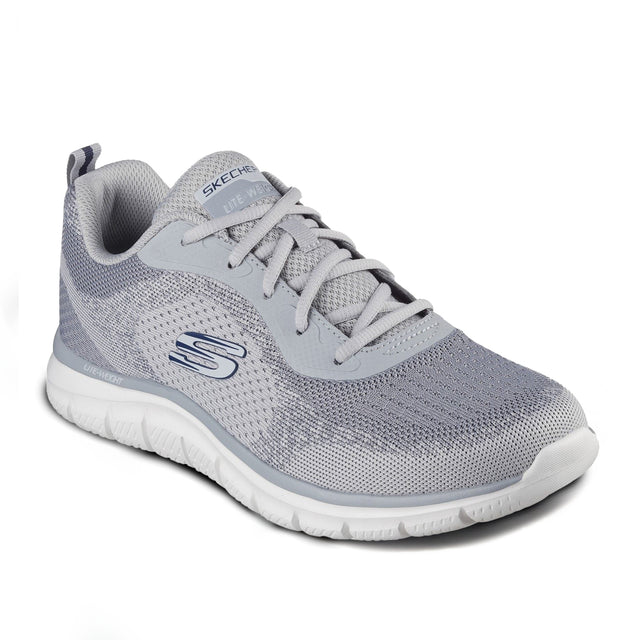 Gray sneaker with white sole on a white background