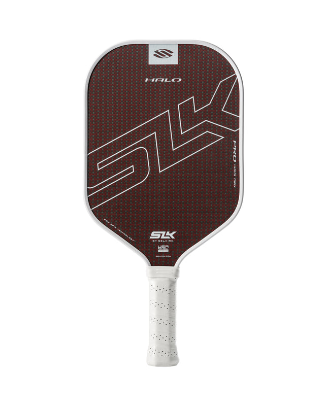Pickleball paddle with brand logo on a white background