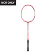 A red Yonex Astrox 01 badminton racket with a black grip, displayed against a white background.