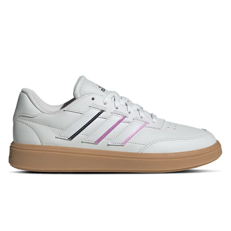 White sneaker with pink accents on a white background