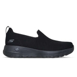 Black slip-on sneaker with brand logo on a white background