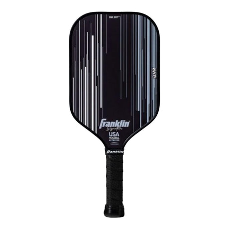 Black pickleball paddle with Franklin Sports branding on a white background