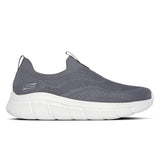 Gray slip-on sneaker with white sole on a white background