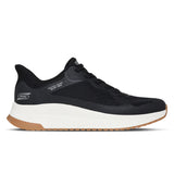Black sneaker with white sole on a white background