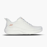 White sneaker with brand logo on a white background