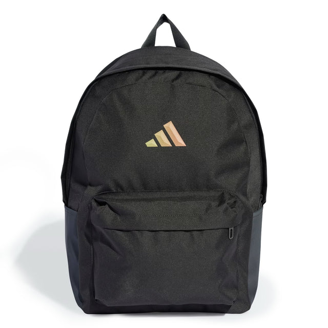 Black backpack with Adidas logo on a white background
