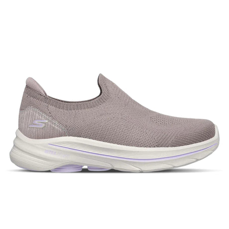 Gray slip-on shoe with white sole on a white background