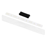 White headband with black clip on a white background