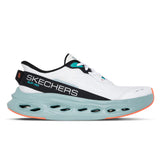 White running shoe with black and orange accents on a white background