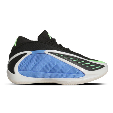 Black and blue athletic shoe on a white background