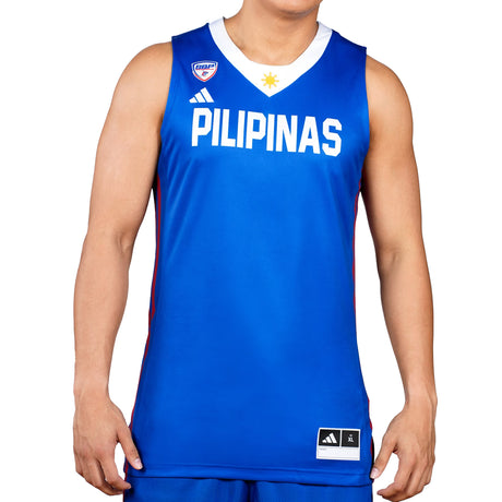Blue sports jersey with 'PILIPINAS' text on a white background