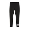 Black leggings with a white logo on a white background