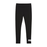 Black leggings with a white logo on a white background
