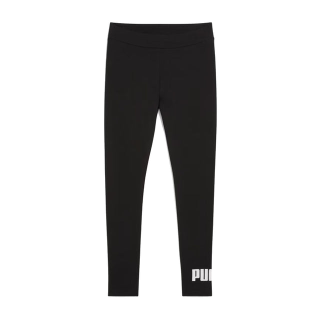 Black leggings with a white logo on a white background