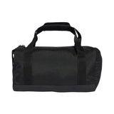 Black duffel bag on a white background