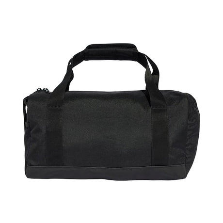 Black duffel bag on a white background