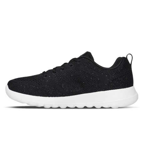 Black sneaker with white sole on a white background
