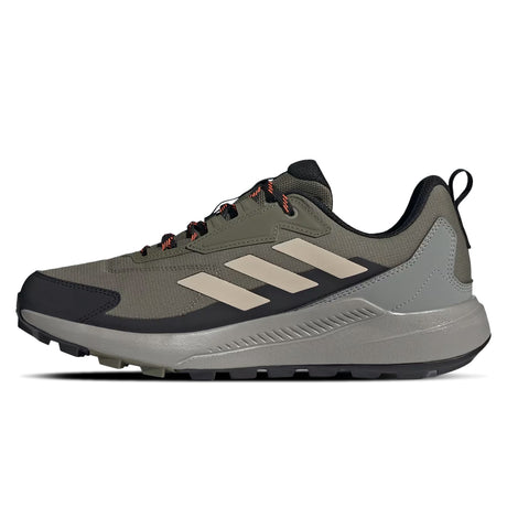 Gray and black athletic shoe with brand logo on a white background