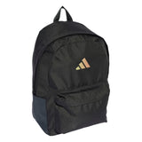 Black backpack with a brand logo on a white background
