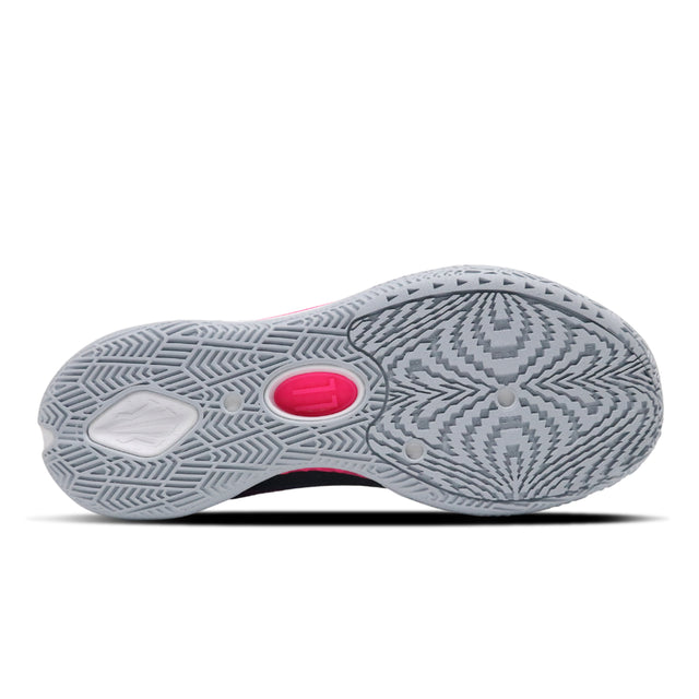 Close-up of a shoe sole with a textured pattern on a white background