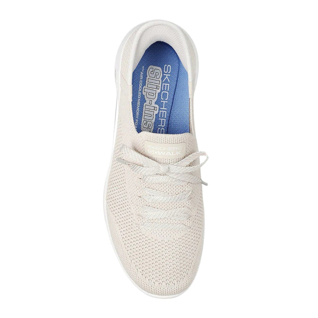 White sneaker with 'Skechers' branding on a white background