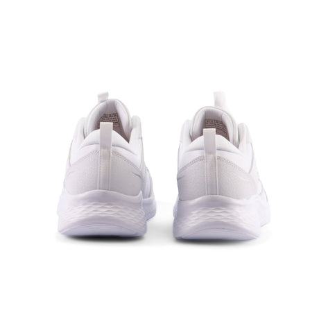 White sneakers shown from the back on a white background