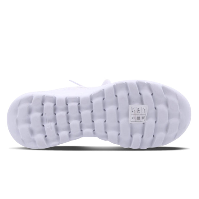 White sandal sole with brand logo on a white background